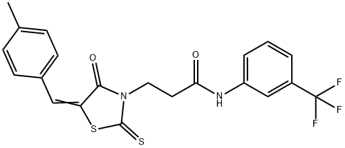 3-[(5Z)-5-[(4-methylphenyl)methylidene]-4-oxo-2-sulfanylidene-1,3-thiazolidin-3-yl]-N-[3-(trifluoromethyl)phenyl]propanamide 구조식 이미지