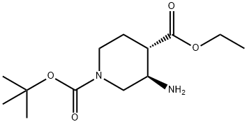 1,4-Piperidinedicarboxylic acid, 3-amino-, 1-(1,1-dimethylethyl) 4-ethyl ester, (3R,4S)- 구조식 이미지