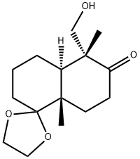 Spiro[1,3-dioxolane-2,1'(2'H)-naphthalen]-6'(5'H)-one, hexahydro-5'-(hydroxymethyl)-5',8'a-dimethyl-, (4'aR,5'R,8'aS)- Structure
