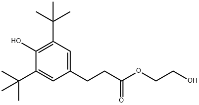 Benzenepropanoic acid, 3,5-bis(1,1-dimethylethyl)-4-hydroxy-, 2-hydroxyethyl ester Structure