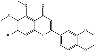 4H-1-Benzopyran-4-one, 2-(3,4-dimethoxyphenyl)-7-hydroxy-5,6-dimethoxy- 구조식 이미지