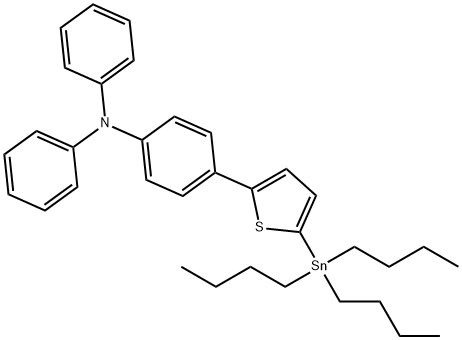 Benzenamine, N,N-diphenyl-4-[5-(tributylstannyl)-2-thienyl]- Structure