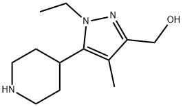 1H-Pyrazole-3-methanol,1-ethyl-4-methyl-5-(4-piperidinyl)-(9CI) 구조식 이미지