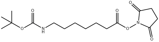 Heptanoic acid, 7-[[(1,1-dimethylethoxy)carbonyl]amino]-, 2,5-dioxo-1-pyrrolidinyl ester Structure