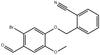 Benzonitrile, 2-[(5-bromo-4-formyl-2-methoxyphenoxy)methyl]- Structure