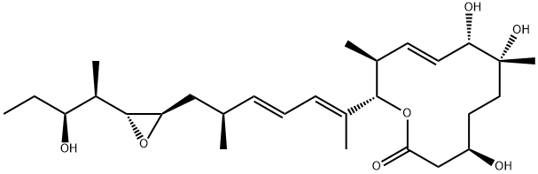 Oxacyclododec-9-en-2-one, 4,7,8-trihydroxy-12-[(1E,3E,5S)-6-[(2R,3R)-3-[(1R,2S)-2-hydroxy-1-methylbutyl]-2-oxiranyl]-1,5-dimethyl-1,3-hexadien-1-yl]-7,11-dimethyl-, (4R,7R,8S,9E,11S,12S)- Structure