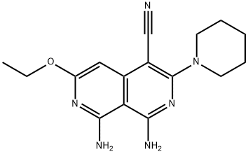 2,7-Naphthyridine-4-carbonitrile, 1,8-diamino-6-ethoxy-3-(1-piperidinyl)- 구조식 이미지