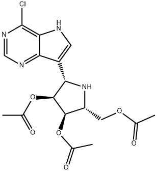 3,4-Pyrrolidinediol, 2-[(acetyloxy)methyl]-5-(4-chloro-5H-pyrrolo[3,2-d]pyrimidin-7-yl)-, 3,4-diacetate, (2R,3R,4S,5S)- Structure