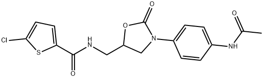 N-((3-(4-acetamidophenyl)-2-oxooxazolidin-5-yl)methyl)-5-chlorothiophene-2-carboxamide 구조식 이미지