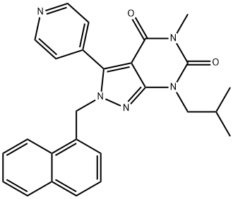 5-methyl-7-(2-methylpropyl)-2-[(naphthalen-1-yl)methyl]-3-(pyridin-4-yl)-2H,4H,5H,6H,7H-pyrazolo[3,4-d]pyrimidine-4,6-dione Structure