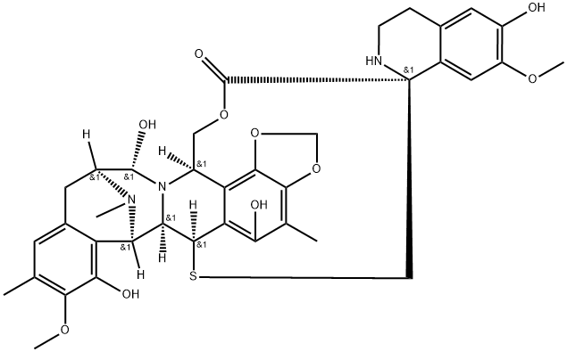 Spiro[6,16-(epithiopropanoxymethano)-7,13-imino-12H-1,3-dioxolo[7,8]isoquino[3,2-b][3]benzazocine-20,1'(2'H)-isoquinolin]-19-one, 3',4',6,6a,7,13,14,16-octahydro-5,6',8,14-tetrahydroxy-7',9-dimethoxy-4,10,23-trimethyl-, (1'R,6R,6aR,7R,13S,14S,16R)- (9CI) 구조식 이미지