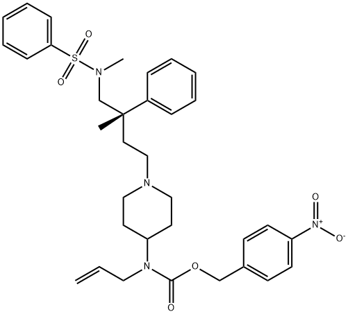 4-Nitrobenzyl allyl(1-{(3S)-3-methyl-4-[methyl(phenylsulfonyl)amino]-3-phenylbutyl}-4-piperidinyl)carbamate Structure