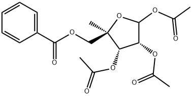 5-O-Benzoyl-1,2,3-tri-O-acetyl-4-C-methyl-D-ribofuranose Structure