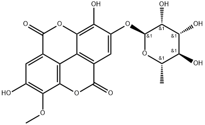 [1]Benzopyrano[5,4,3-cde][1]benzopyran-5,10-dione, 2-[(6-deoxy-α-D-mannopyranosyl)oxy]-3,7-dihydroxy-8-methoxy- 구조식 이미지