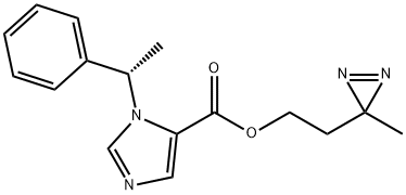 1H-Imidazole-5-carboxylic acid, 1-[(1S)-1-phenylethyl]-, 2-(3-methyl-3H-diazirin-3-yl)ethyl ester Structure