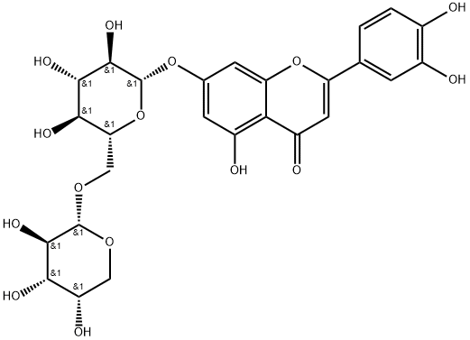 luteolin-7-O-α-L-arabinopyranosyl (1→6)-β-D-glucopyranoside 구조식 이미지