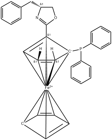 (2S)-1-[(4S)-4,5-dihydro-4-(phenylMethyl)-2-oxazolyl]-2-(diphenylphosphino)-Ferrocene Structure