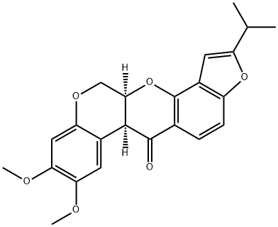 [1]Benzopyrano[3,4-b]furo[2,3-h][1]benzopyran-6(6aH)-one, 12,12a-dihydro-8,9-dimethoxy-2-(1-methylethyl)-, (6aS,12aS)- Structure