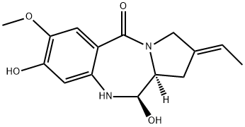 5H-Pyrrolo[2,1-c][1,4]benzodiazepin-5-one, 2-ethylidene-1,2,3,10,11,11a-hexahydro-8,11-dihydroxy-7-methoxy-, (2E,11R,11aS)- Structure