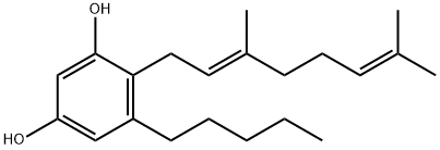 1,3-Benzenediol, 4-[(2E)-3,7-dimethyl-2,6-octadien-1-yl]-5-pentyl- 구조식 이미지