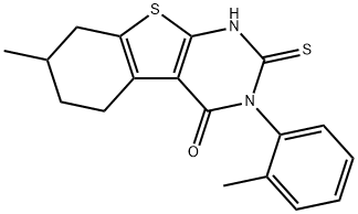 [1]Benzothieno[2,3-d]pyrimidin-4(1H)-one, 2,3,5,6,7,8-hexahydro-7-methyl-3-(2-methylphenyl)-2-thioxo- Structure