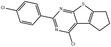 5H-Cyclopenta[4,5]thieno[2,3-d]pyrimidine, 4-chloro-2-(4-chlorophenyl)-6,7-dihydro- Structure