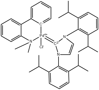 Palladium, [1,3-bis[2,6-bis(1-methylethyl)phenyl]-1,3-dihydro-2H-imidazol-2-ylidene]chloro[2'-(dimethylamino-κN)[1,1'-biphenyl]-2-yl-κC]-, (SP-4-4)- Structure