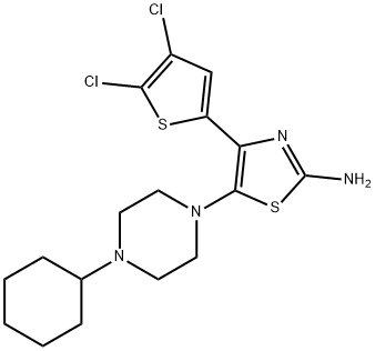 2-Thiazolamine, 5-(4-cyclohexyl-1-piperazinyl)-4-(4,5-dichloro-2-thienyl)- Structure
