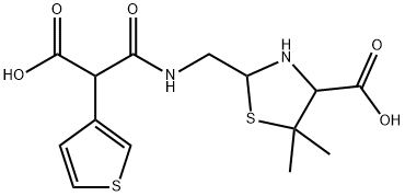 4-Thiazolidinecarboxylic acid, 2-[[[2-carboxy-2-(3-thienyl)acetyl]amino]methyl]-5,5-dimethyl- Structure