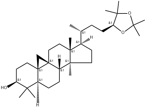 (24S)-Cycloartane-3,24,25-triol 24,25-acetonide 구조식 이미지