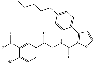 N'-(4-Hydroxy-3-nitrobenzoyl)-3-(4-pentylphenyl)-2-furohydrazide 구조식 이미지
