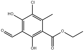 Benzoic acid, 3-chloro-5-formyl-4,6-dihydroxy-2-methyl-, ethyl ester Structure