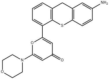 4H-Pyran-4-one, 2-(7-amino-9H-thioxanthen-4-yl)-6-(4-morpholinyl)- Structure