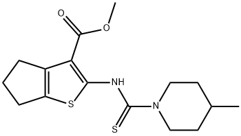 methyl 2-(4-methylpiperidine-1-carbothioamido)-5,6-dihydro-4H-cyclopenta[b]thiophene-3-carboxylate 구조식 이미지
