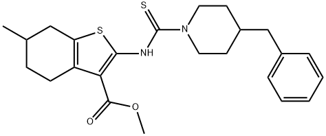 methyl 2-(4-benzylpiperidine-1-carbothioamido)-6-methyl-4,5,6,7-tetrahydrobenzo[b]thiophene-3-carboxylate Structure