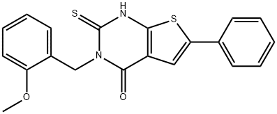 3-[(2-methoxyphenyl)methyl]-6-phenyl-2-sulfanylidene-1H-thieno[2,3-d]pyrimidin-4-one Structure