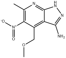 1H-Pyrazolo[3,4-b]pyridin-3-amine, 4-(methoxymethyl)-6-methyl-5-nitro- Structure