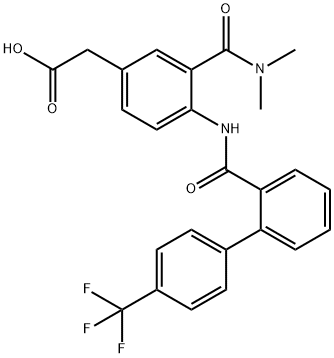 2-(3-(dimethylcarbamoyl)-4-(4'-(trifluoromethyl)biphenyl-2-ylcarboxamido)phenyl)acetic acid 구조식 이미지