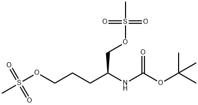 (S)-2-((tert-Butoxycarbonyl)amino)pentane-1,5-diyl Dimethanesulfonate 구조식 이미지