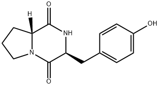 Pyrrolo[1,2-a]pyrazine-1,4-dione, hexahydro-3-[(4-hydroxyphenyl)methyl]-, (3S,8aR)- Structure