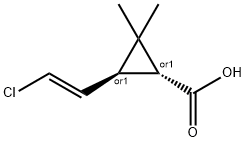 Cyclopropanecarboxylic acid, 3-[(1E)-2-chloroethenyl]-2,2-dimethyl-, (1R,3S)-rel- Structure