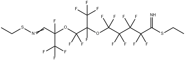 Pentanimidothioic acid, 5-[1-[[1-[(ethylthio)iminomethyl]-1,2,2,2-tetrafluoroethoxy]difluoromethyl]-1,2,2,2-tetrafluoroethoxy]-2,2,3,3,4,4,5,5-octafluoro-, ethyl ester Structure