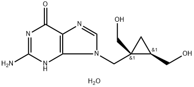 6H-Purin-6-one, 2-amino-9-[[(1S,2R)-1,2-bis(hydroxymethyl)cyclopropyl]methyl]-1,9-dihydro-, hydrate (1:2) 구조식 이미지