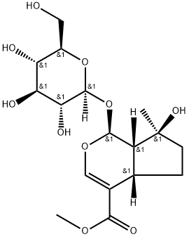(1S,7S)-1-(β-D-Glucopyranosyloxy)-1,4aα,5,6,7,7aα-hexahydro-7-hydroxy-7-methylcyclopenta[c]pyran-4-carboxylic acid methyl ester 구조식 이미지