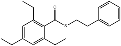 Benzenecarbothioic acid, 2,4,6-triethyl-, S-(2-phenylethyl) ester Structure