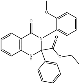 3-(2-Methoxy-phenyl)-4-oxo-2-phenyl-1,2,3,4-tetrahydro-quinazoline-2-carboxylic acid ethyl ester 구조식 이미지