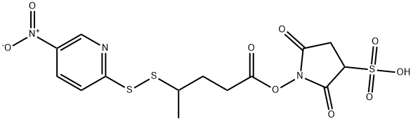 Pentanoic acid, 4-[(5-nitro-2-pyridinyl)dithio]-, 2,5-dioxo-3-sulfo-1-pyrrolidinyl ester Structure