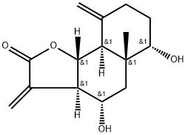 (3aR)-3aβ,4,5,5a,6,7,8,9,9aβ,9bα-Decahydro-4β,6β-dihydroxy-5aα-methyl-3,9-bis(methylene)naphtho[1,2-b]furan-2(3H)-one 구조식 이미지