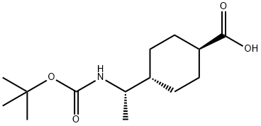 trans-(S)-4-(1-(tert-Butoxycarbonylamino)ethyl)
cyclohexanecarboxylic acid Structure