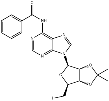 Adenosine, N-benzoyl-5'-deoxy-5'-iodo-2',3'-O-(1-methylethylidene)- (9CI) Structure